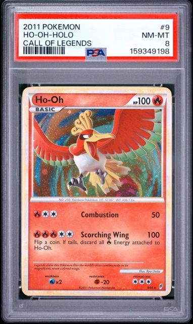 2011 POKEMON CALL OF LEGENDS #9 HO-OH-HOLO PSA 8