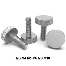 Knurled Thumb Screw Stainless Steel Flat Head Hand Grip Knob Bolts M3/4/5/6/8/10