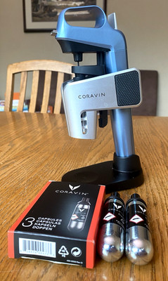 Coravin Steel Blue Limited Edition Wine Preservation System, Base & 2 Chargers