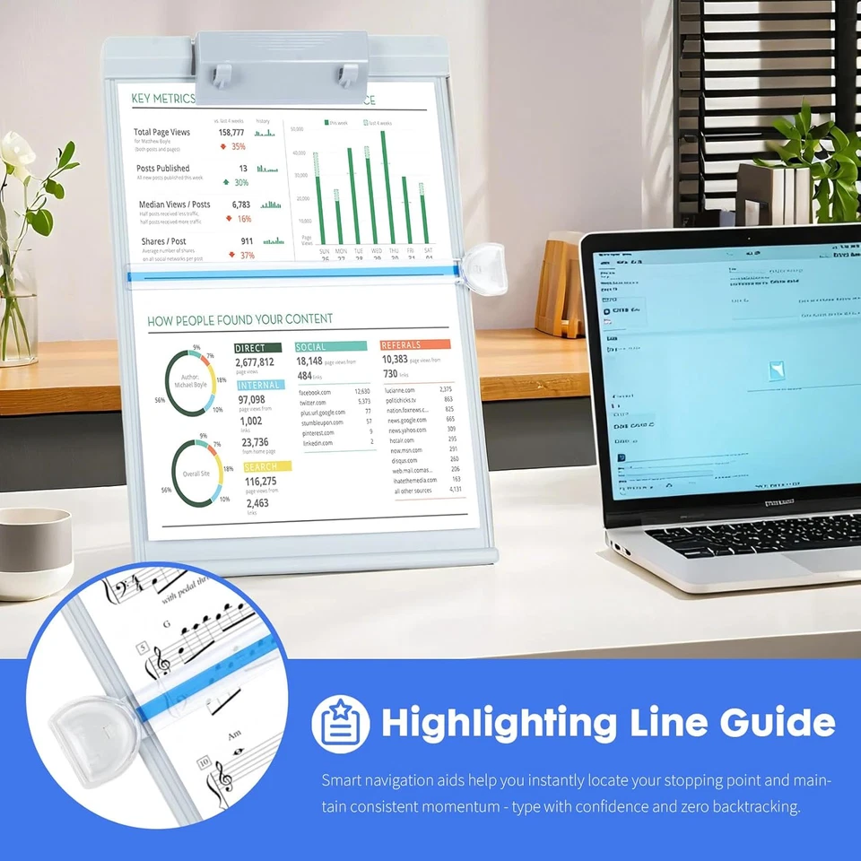 Document Holder Paper Stand with 7 Adjustable Positions, Grey Paper Holder Stand - Image 3 of 4
