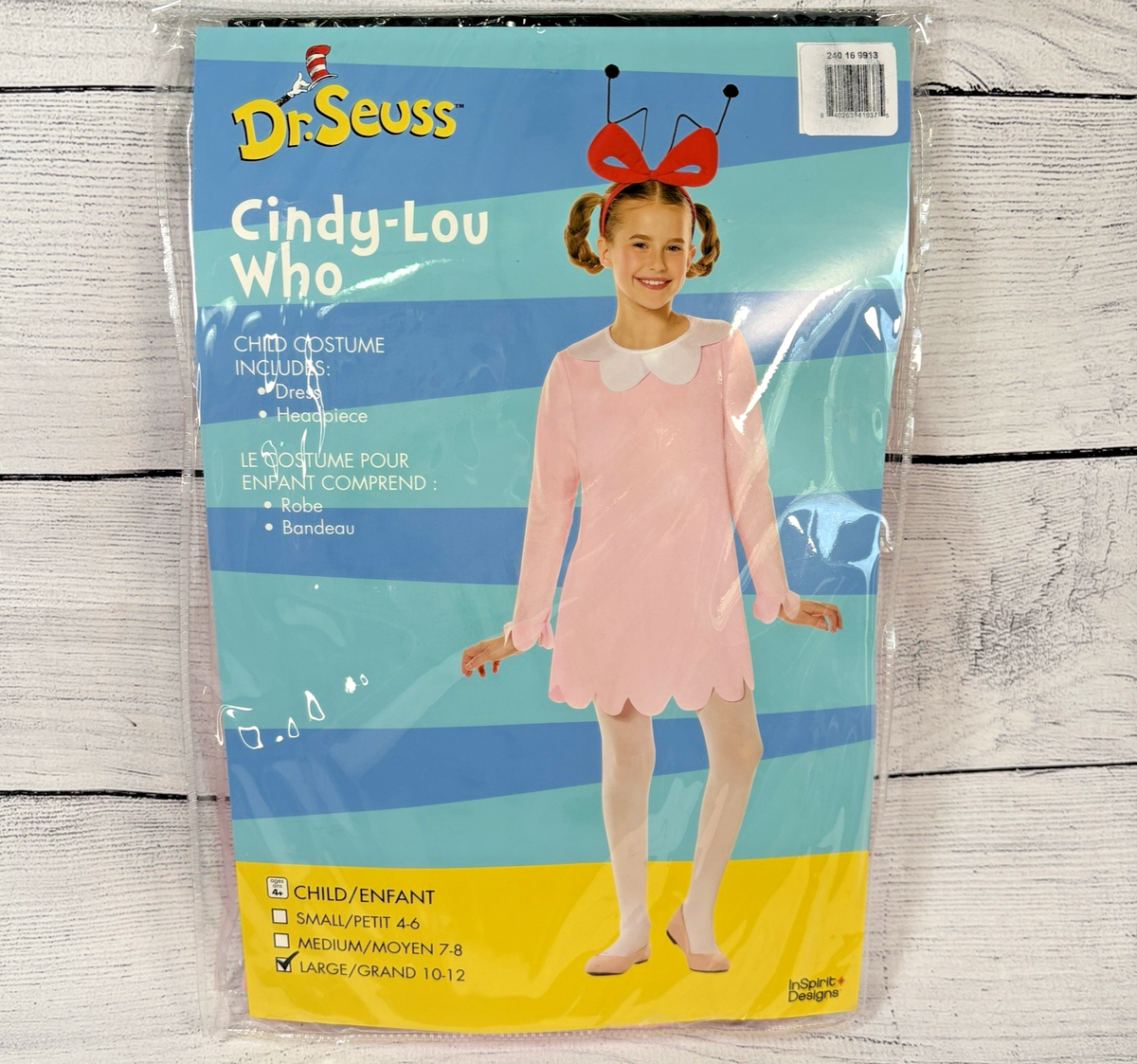 Cindy Lou Who Childs Costume Sz 10-12 L Dress Headpiece Dr Seuss Cosplay  NEW | eBay