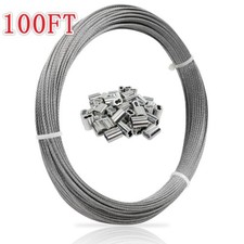 1/8,7x7 100FT Stainless Steel Cable Wire Rope Aircraft Cable Railing Decking set