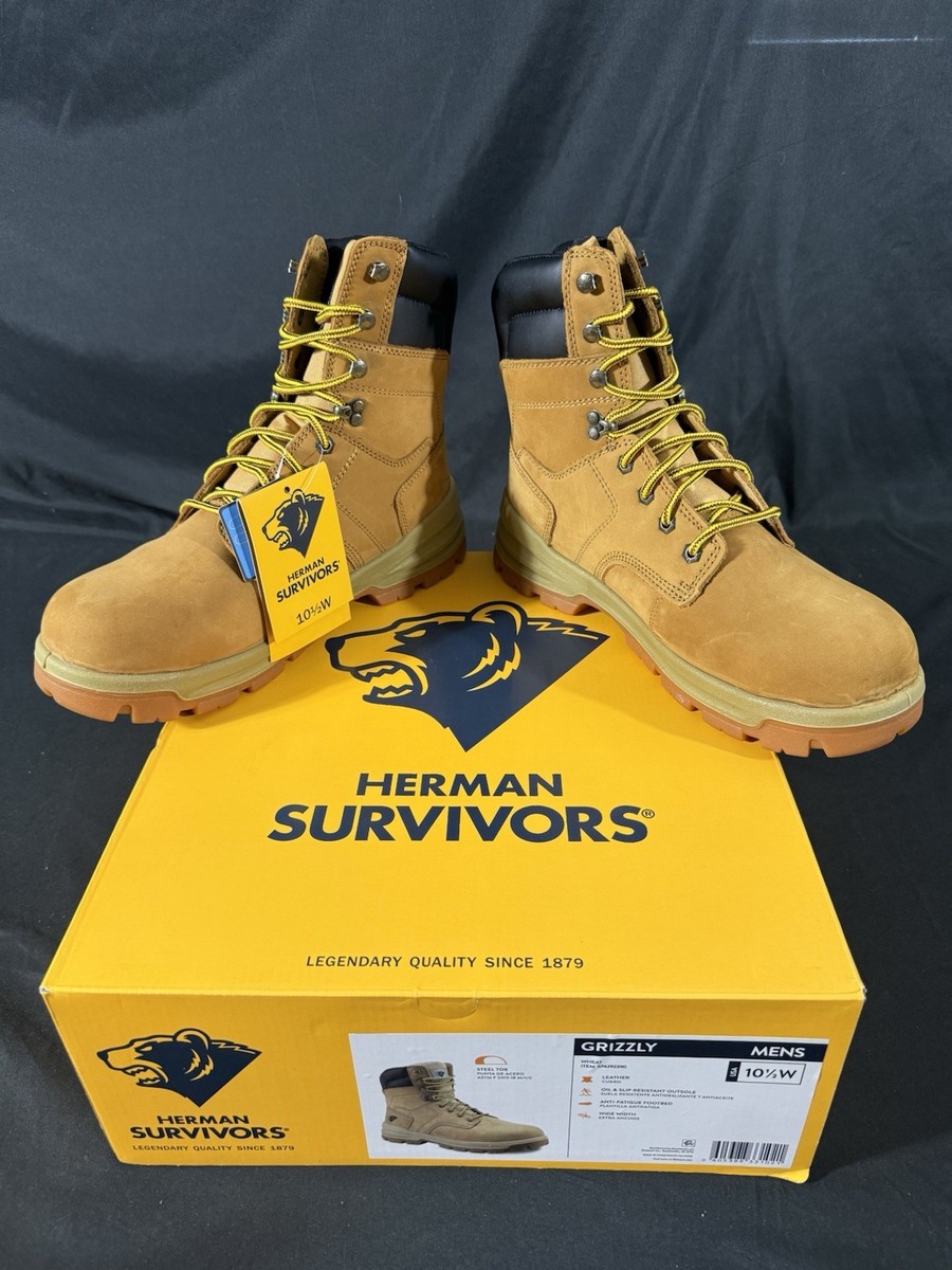 Herman Survivors Grizzly Steel Toe Work Boots Wide Leather Safety