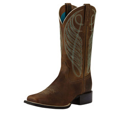 ARIAT Women's Round Up Wide Square Toe Western Boot, Powder Brown, Size Options