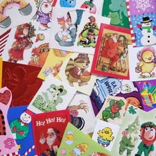Vintage 80s 90s HOLIDAY Stickers, Mystery GRAB BAG Lot - 5.99 Free Shipping