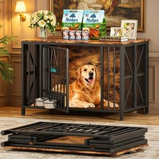 Furniture Style Dog Crate for Large Dogs - 30s No-Tool Setup Heavy Duty Kennel