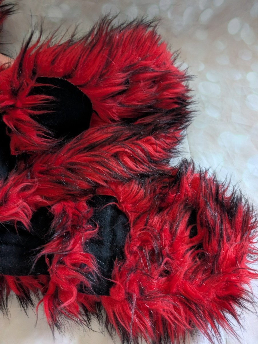 SpiritHoods Red Wolf Faux Fur Hood Scarf with Paw Mittens Cosplay Festival OS SpiritHoods | Accessories | Red Wolf Spirithood New  main image 3