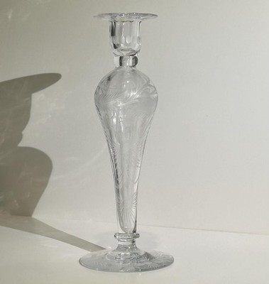 1920's era, RARE Libbey Glass Candle Holder Engraved (SEE ITEM DESCRIPTION)