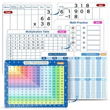 Multiplication Master Kit - 3 Pack Double Sided Dry Erase Math Whiteboards  ...
