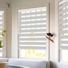 Cordless Zebra Blinds for Windows Free-Stop Shades Light Filtering Dual Layer Li