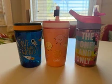 Lot of 3 Zak Stainless steel Kids Toddler Tumbler with Straw & Handle 16oz NEW