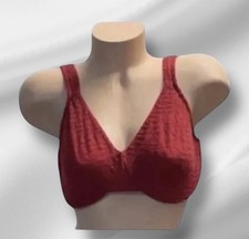 OLGA Vintage Red Silky Satin Nylon Lace Bra Womens 40D