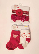 Carter s Infant Girls Valentines Hair Accessories Matching Socks Set