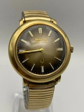 Vtg Men's Bulova Accutron 2210 Tuning Fork Quartz 1974 N4 Sunburst Dial Running