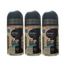 3 PK NIVEA Men Black  White INVISIBLE FRESH Anti-Perspirant Roll-On Deo 50ml