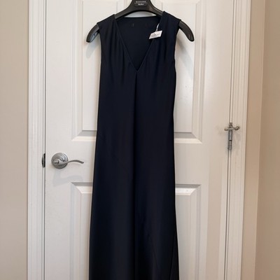 NWOT Max Mara Weekend Label-cut Satin Dress Size:US6  Navy Spring/Summer/Party