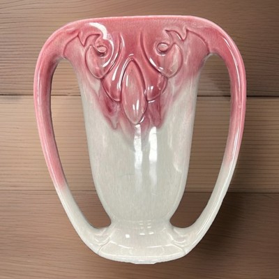 West Coast Pottery Double Handled Vase Pink & Gray #301 California Vintage MCM