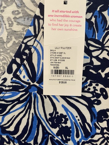 Lilly Pulitzer Etta Maxi Dress NWT Low Tide Navy Pandarama XL - Picture 5 of 10