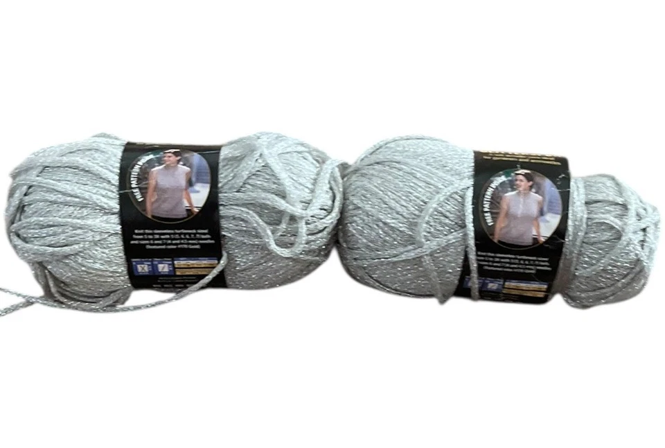 🧶 Lion Brand Glitterspun Silver Yarn 2 Skeins Metallic Acrylic Blend - Image 2 of 4