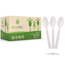 Ecovita 100% Compostable Spoons - 500 Large Disposable Utensils (6.5 in.) Bul...