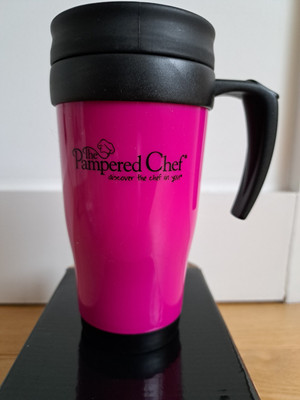Pampered Chef Travel Mug Tasse Rosa Doppelwandig Isoliert RAR Neu in OVP
