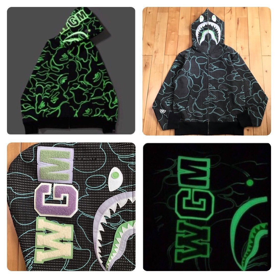 Phosphorescent Text Code Camo Shark Full Zip Hood… - image 1