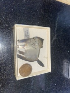 Vintage Sterling Silver CAT Brooch Charm Pin New In Box