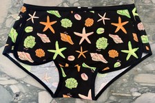 NEW Victoria Secret PINK Cotton Trim Boyshort - Black Seashells - XXL