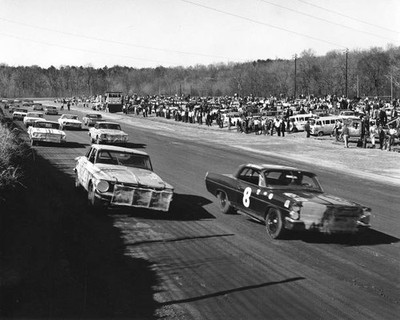 Joe Weatherly has Bud Moore Pontiac pole Jim Paschal flanks him ou- Old Photo