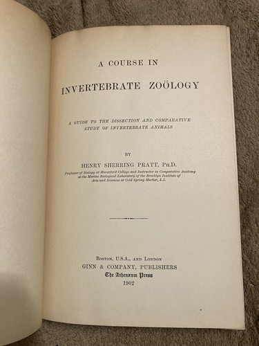 A Course In Invertebrate Zoology By Henry Sheeting Pratt HC 1902 - Picture 5 of 8