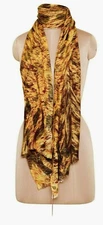 New Yellow & Black Tiger Print Wool & Silk Women's Winter Scarf/Stole/Shawl