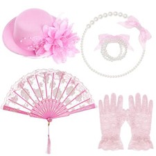 5 Pieces Girls Tea Party Supplies Tea Party Gloves Hats Girls Kids Tea Party ...