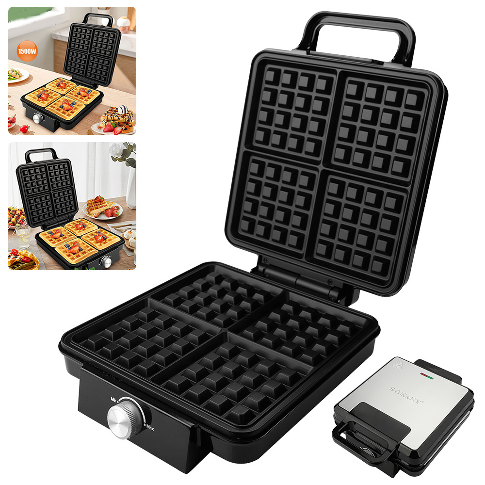 XXL Waffeleisen Waffeltoaster 1500W Waffel Eisen Elektrogrill 4er Wafflemaker