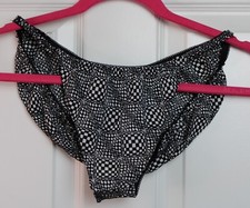 NWOT VTG Victoria's Secret Gold Crown B W Check Op Illusion Bikini Underwear L