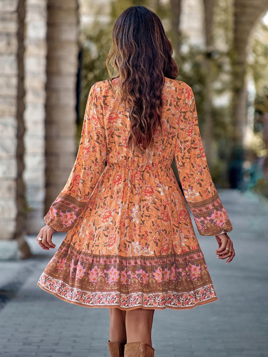 chinese dress ladies See Through Beaded Floral Lace Long Sleeve Boho Wedding Dresses,MW269 –  Musebridals main image 1