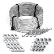 5-200 m  STAHLSEIL Ummantelt PVC SET  Drahtseil + Zubehör Seil Seile Klemmen