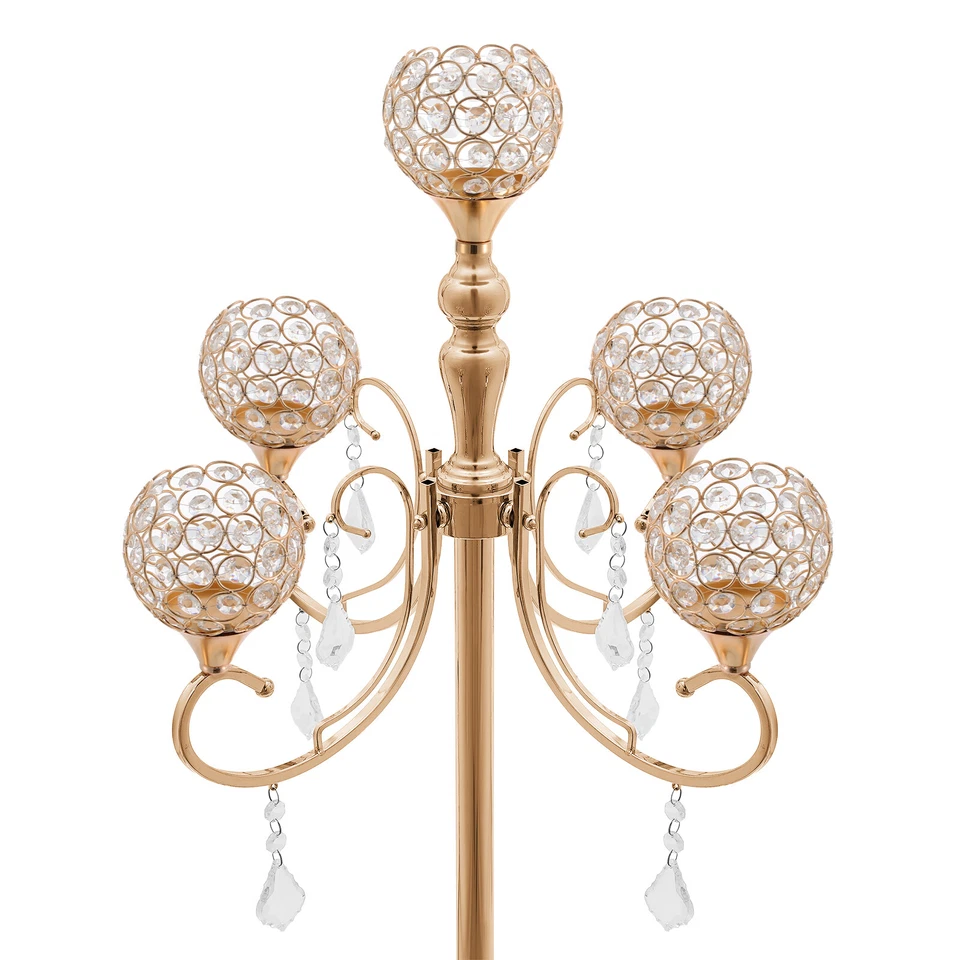 Candelabro de cristal de 5 brazos mesa centros de mesa decoración boda Foto 3 de 4