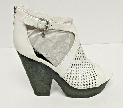 guess white wedge sandals