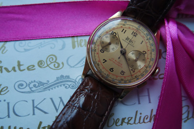 Chronograph DULFI, Herrenuhr, 750 Gold, Antimagnetic, 37 mm