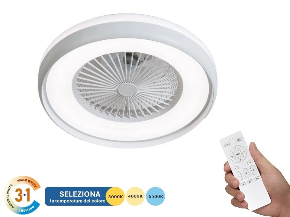 x Ventilatore Soffitto Universo 60006 19W Lampada LED 62W 3in1 Telecomando uni - Immagine 3 di 4