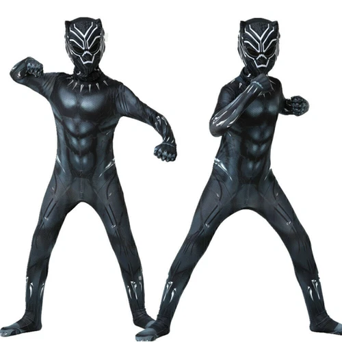 Black Panther Superhero Cosplay Costume Kids Boys Party Fancy Dress Up Outfit - Picture 6 of 21
