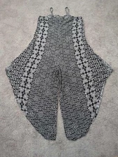 MSK Jumpsuit Womens Large Black Loose Flowy Wide Leg Geometric Boho