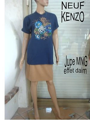 ENSEMBLE JUPE DE MARQUE MNG BEIGE + TEE SHIRT KENZO MARINE/BEIGE T 38/40 NEUF - Photo 1/4