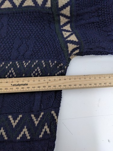 Vintage 3D Cable Knit Jumper Mens 18 Blue 100% Pure New Wool Made In Australia - Picture 8 of 9