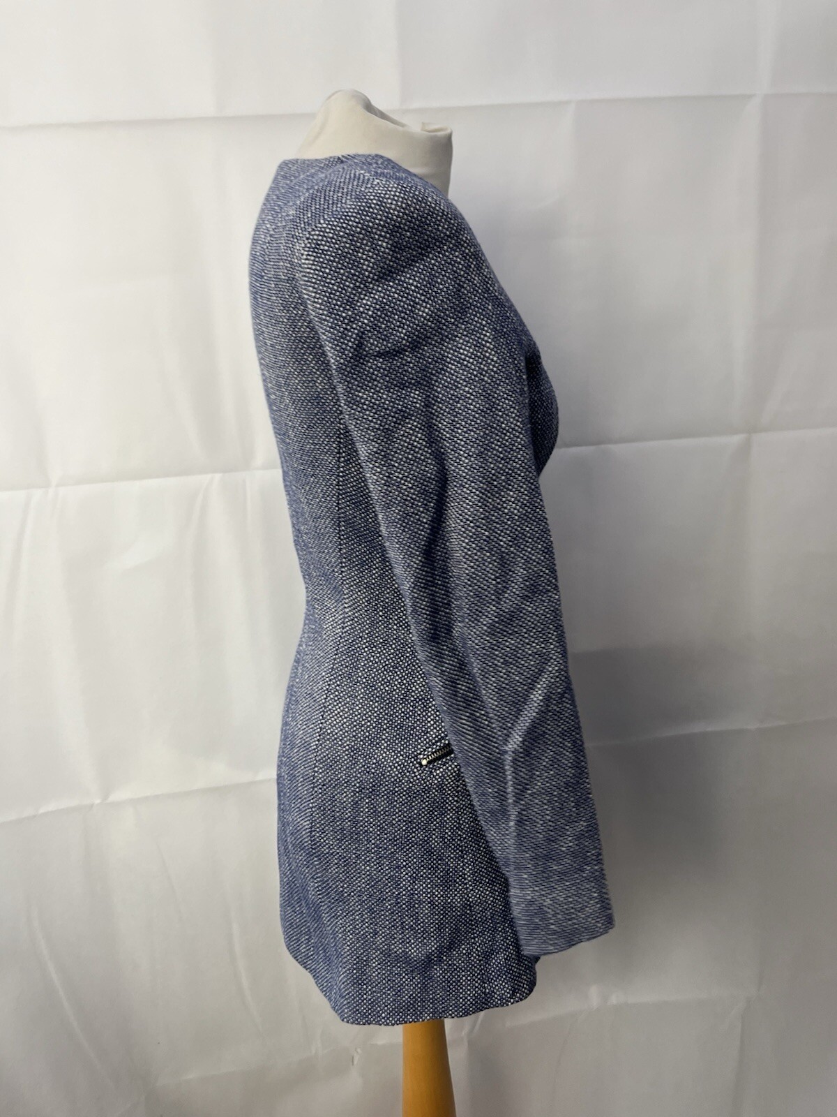 Zara Basic Blue Cotton Jacket Size S Collarless Z… - image 4