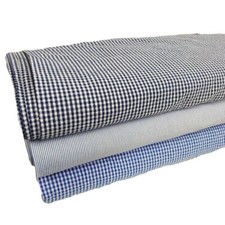 100% Cotton Seersucker Fabric Gingham PinStripe Traditional Wrinkle Texture
