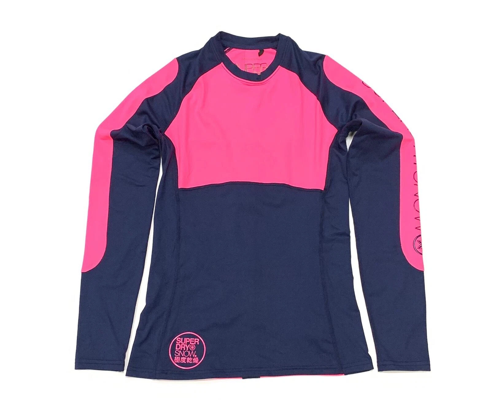 Superdry Women's Carbon Base Layer Top In Vortex Navy / Acid Pink
