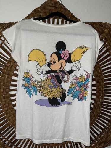 CAMISA de Colección Disney Minnie Mouse Años 80 Puntada Única Doble Cara Hawaii - Imagen 1 de 9