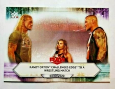 2021 Topps WWE #72 Randy Orton Challenges Edge wrestling card