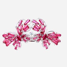 Butterfly BARRETTE Hair Clip Hairpin use Swarovski Crystal Elegant Hot Pink K60